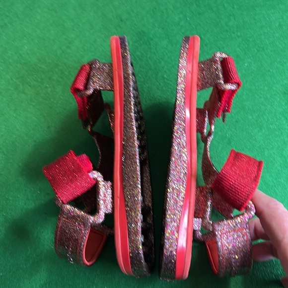 MINI MELISSA & RIDER PAPETE RED-CLEAR GLITTER PINK SANDAL SZ 12 - Picture 7 of 10